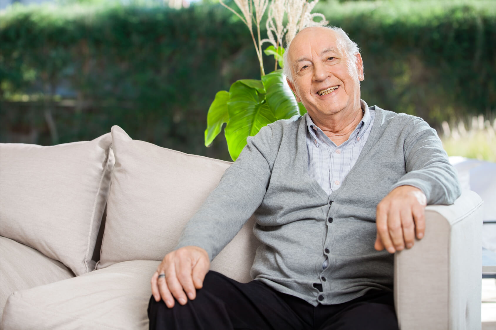 Smiling service user at home